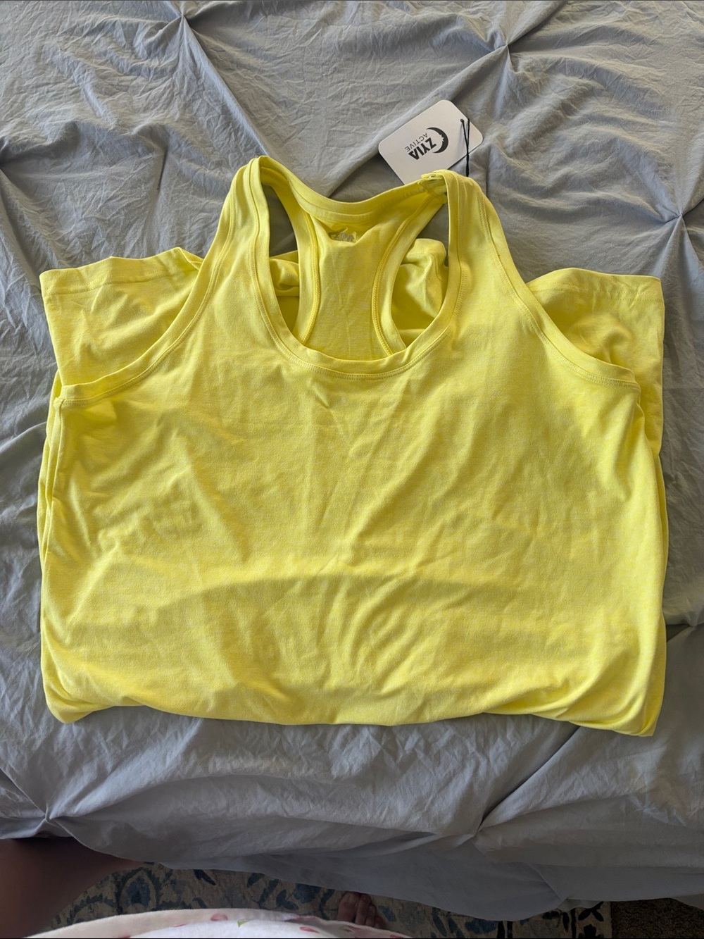 Bright Yellow Racerback Romper with Drawstring Waist - Picture 2 of 3
